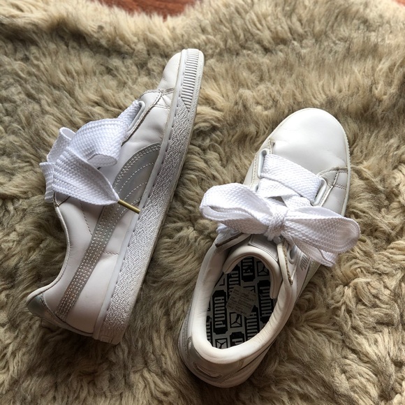 White leather PUMA Basket sneakers with bow laces - Picture 6 of 8